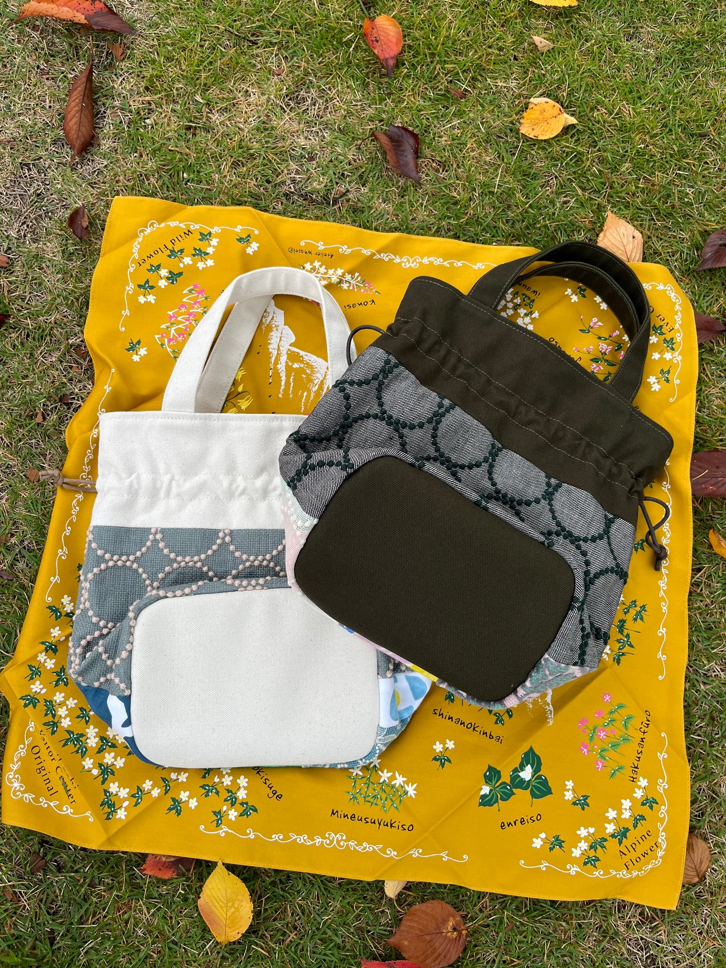 Patchwork Drawstring Bucket Bag