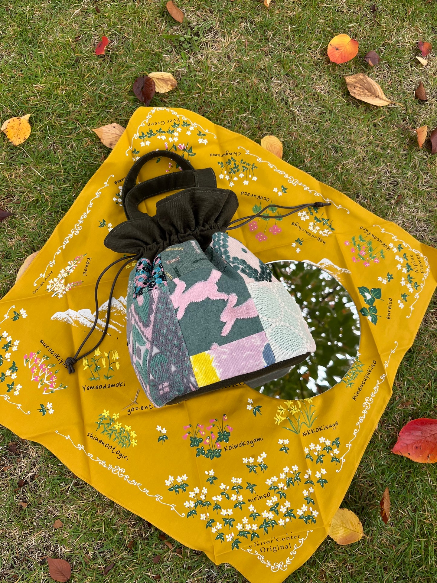 Patchwork Drawstring Bucket Bag