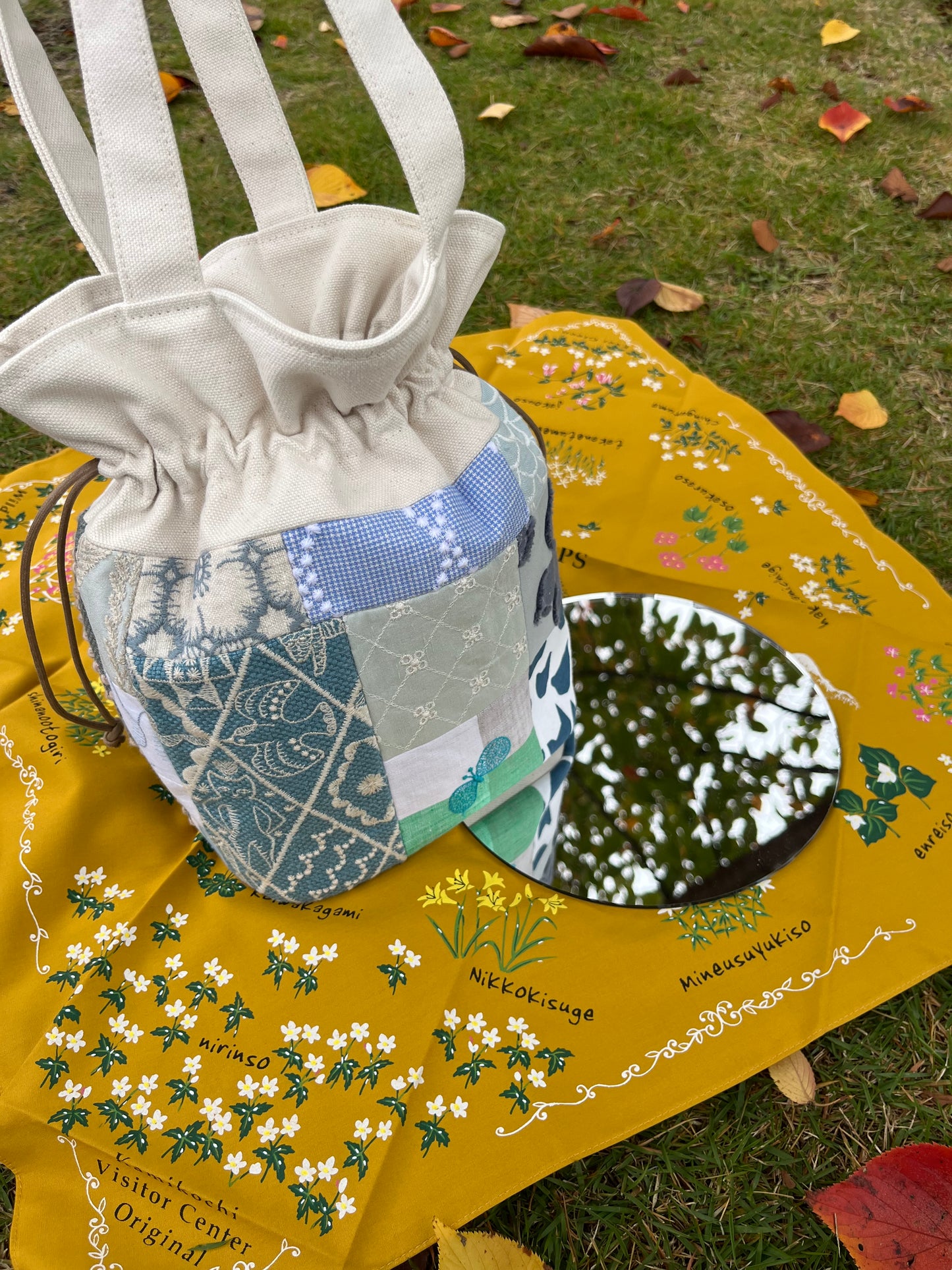 Patchwork Drawstring Bucket Bag