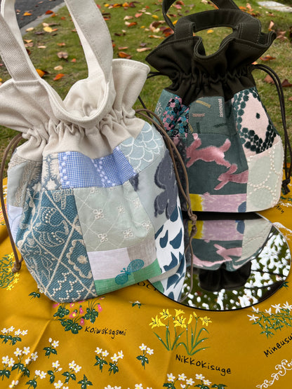 Patchwork Drawstring Bucket Bag
拼布束口水桶袋