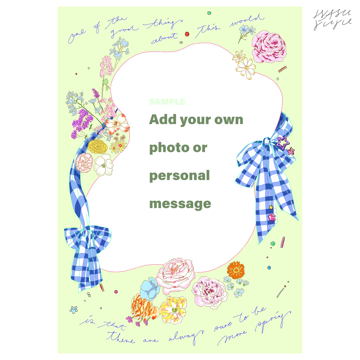 Spring Floral Portrait Frame A5 | Hand Drawn Illustration (Digital Download) Template