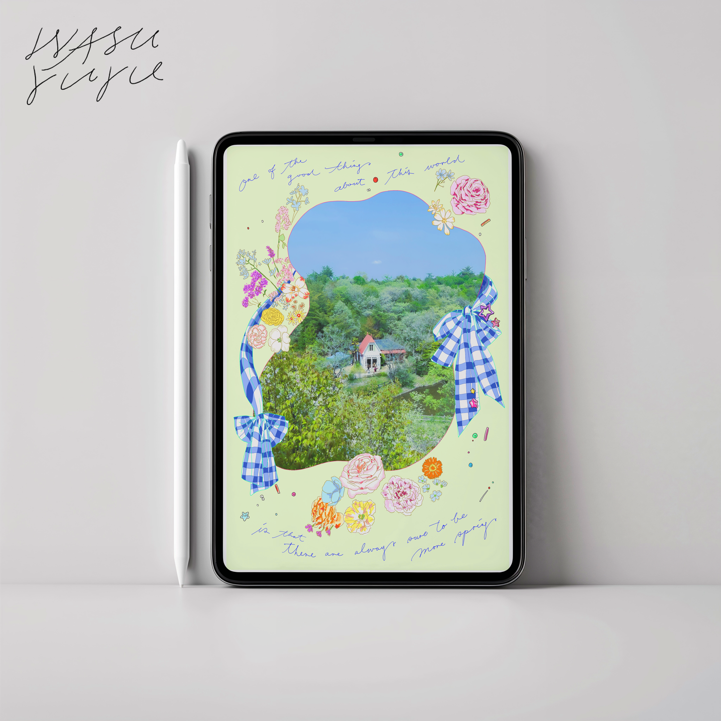Spring Floral Portrait Frame A5 | Hand Drawn Illustration (Digital Download) Template